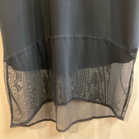 SYMPLI Sz 16 Stretchy Straight Elastic Waist High Low Mesh Hem Skirt in Blue - Picture 2 of 8